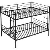 Full Over Full Bunk Bed for Teens, Heavy Duty Metal with Sturdy Guard Rail & 2 Side Ladders, Convertible Bunkbed,No Box Spring N
