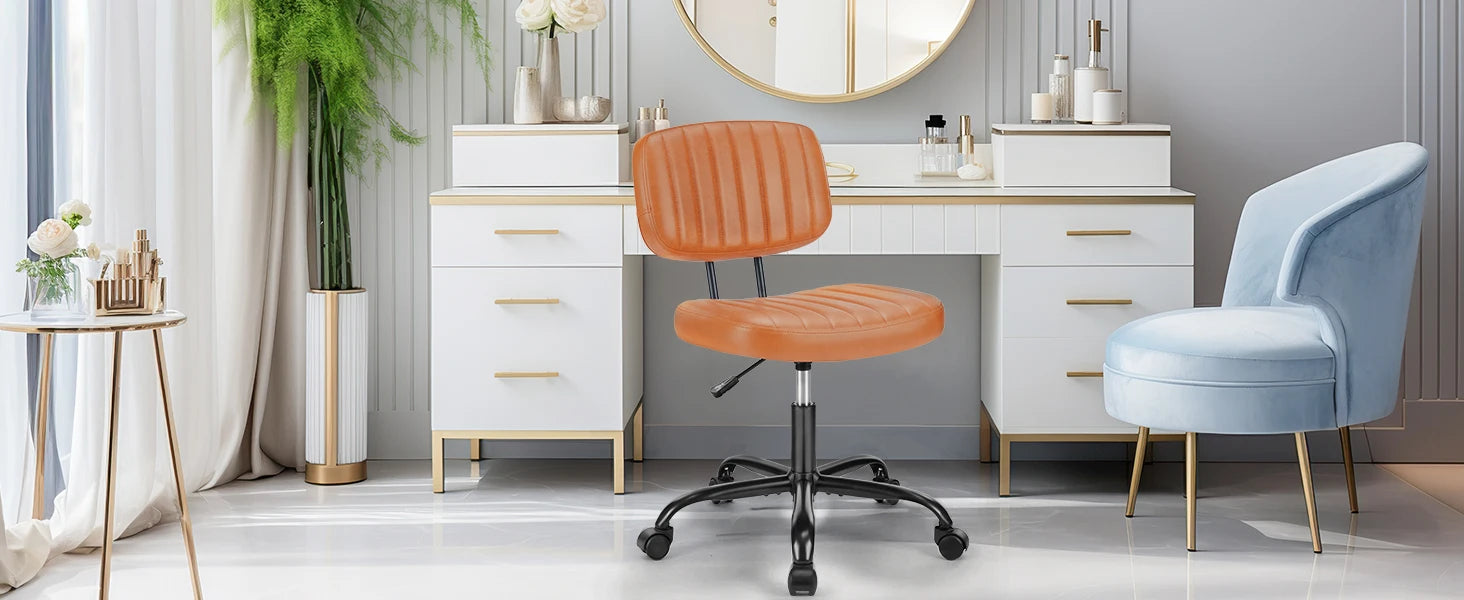 Armless Office Desk Chair with Back Lumbar Support