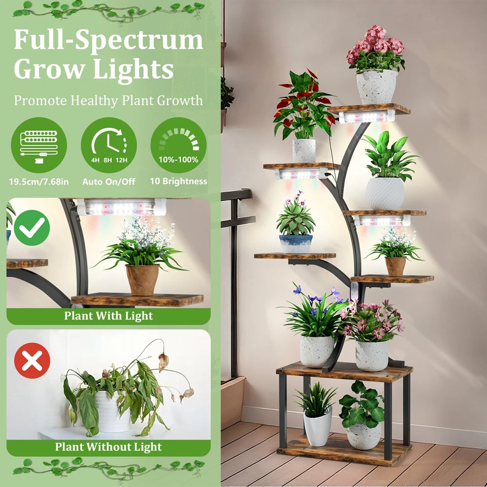 SmartSpace 9-Tier Plant Stand with Grow Lights – Indoor Vertical Plant Shelf with Wheels