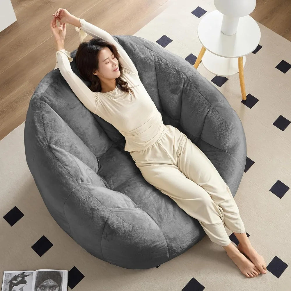 Giant Bean Bag Chair, Faux Fur Bean Bags Couch for Adults and Kids, Large Upholstered Been Bag Sofa Chairs with Filler