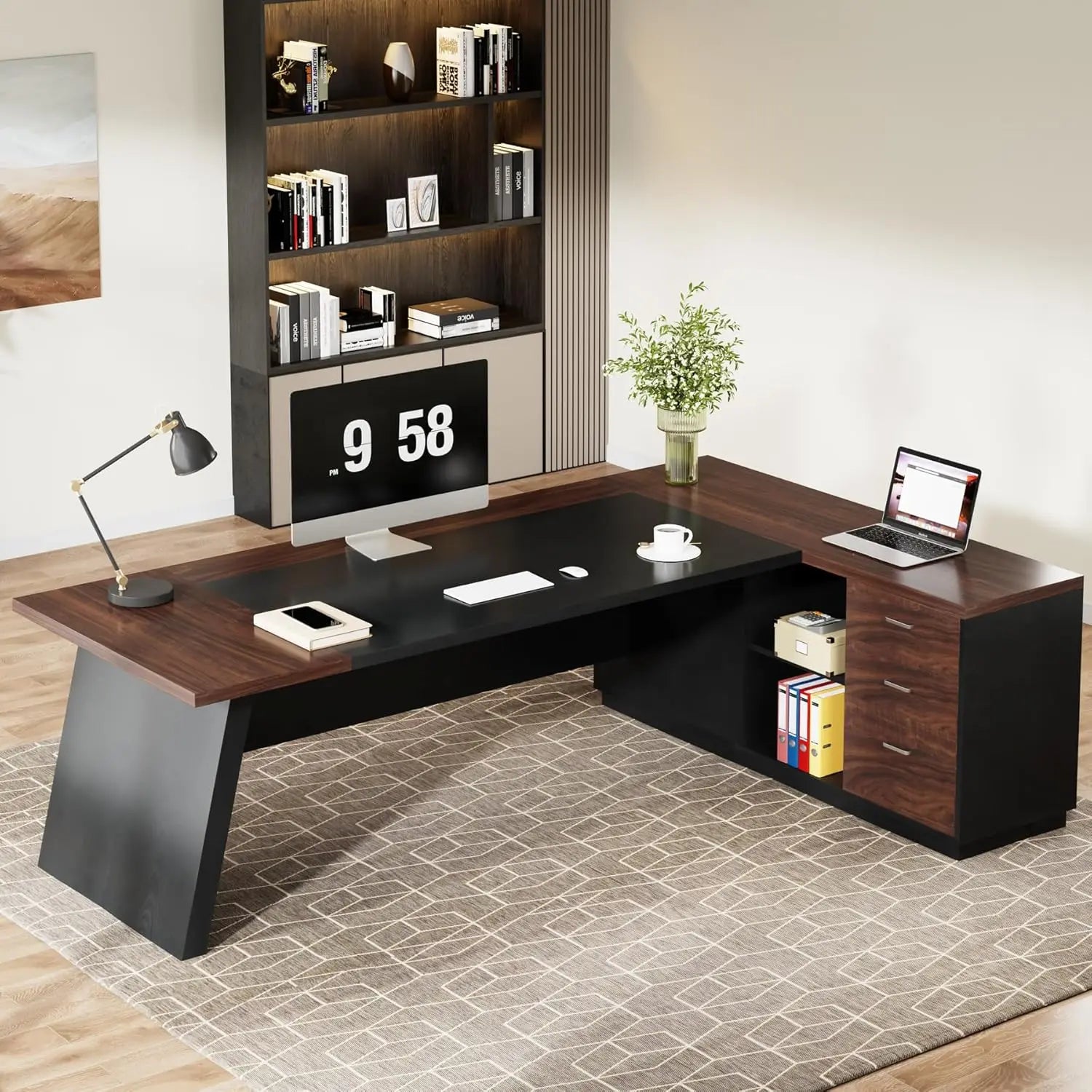 78" L-Shaped Executive Large Office Desk