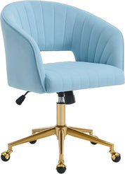 Home Office Chair Swivel Velvet Desk Chair Accent Armchair Upholstered Modern Tufted Chairs with Gold Base
