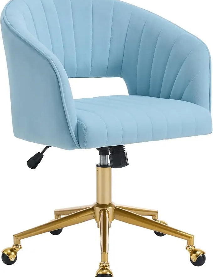 Home Office Chair Swivel Velvet Desk Chair Accent Armchair Upholstered Modern Tufted Chairs with Gold Base