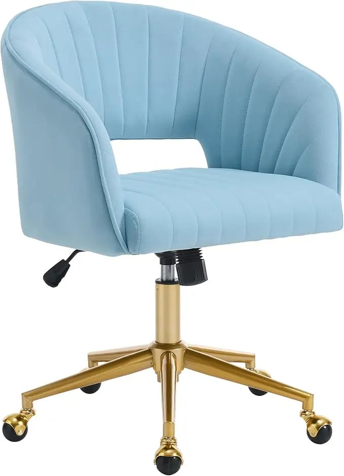 Home Office Chair Swivel Velvet Desk Chair Accent Armchair Upholstered Modern Tufted Chairs with Gold Base
