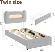 FurnishSpot™ Upholstered Full Bed Frame with LED Storage Headboard & Charging Station