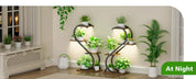 Indoor 4 Tiered Metal Plant Stand with Grow Light