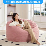 Striped Style Giant Bean Bag Chair Bed for Adults, Convertible Adult Beanbag from Lazy Chair to Floor Mattress, Large Round Bea