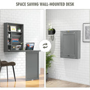 FurnishSpot Wall-Mounted Folding Desk with Storage | Space-Saving Floating Fold-Down Desk