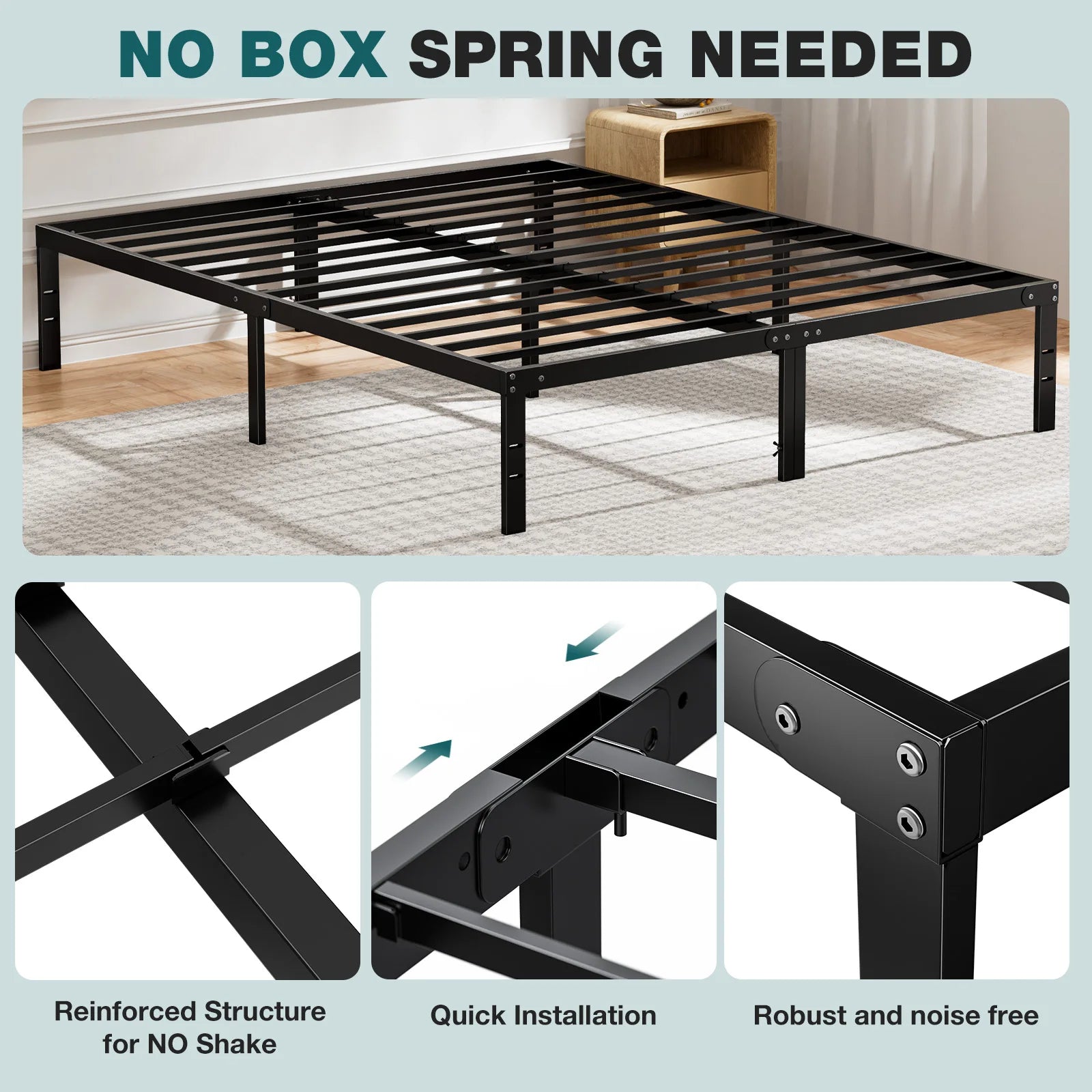 Metal Platform Bedroom Frames with Storage Space