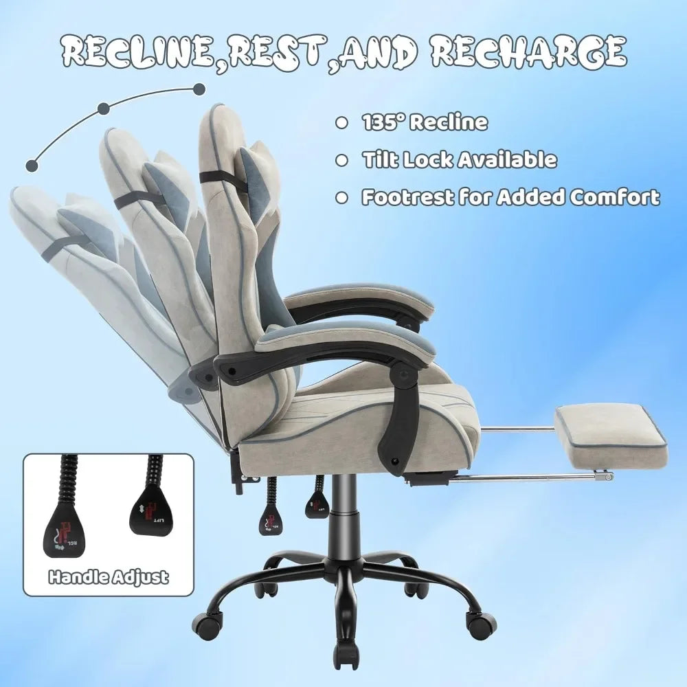 Gaming Chair with Footrest and Lumbar Support