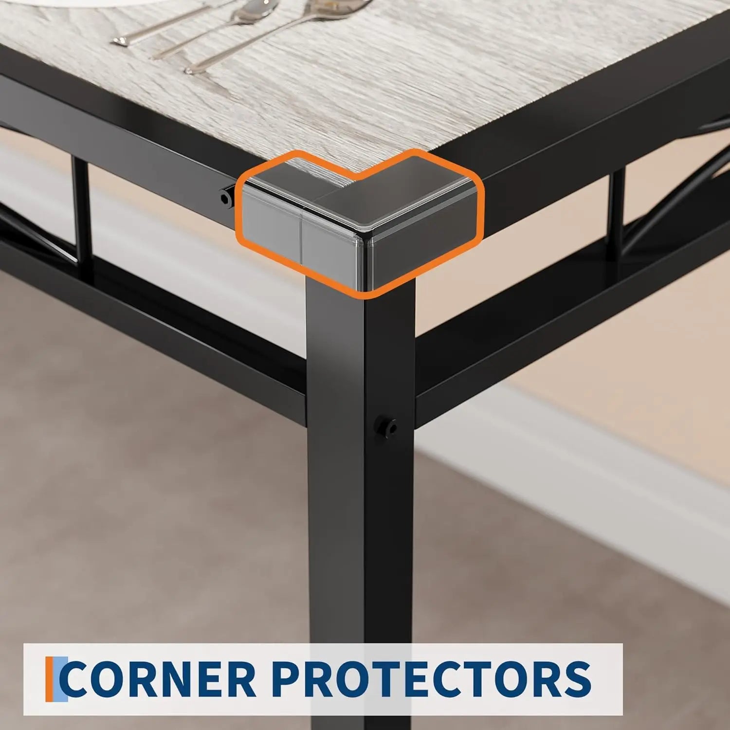 FurnishSpot® Industrial Dining Table Set for 4 with PU Upholstered Chairs – Space-Saving Kitchen Table Set