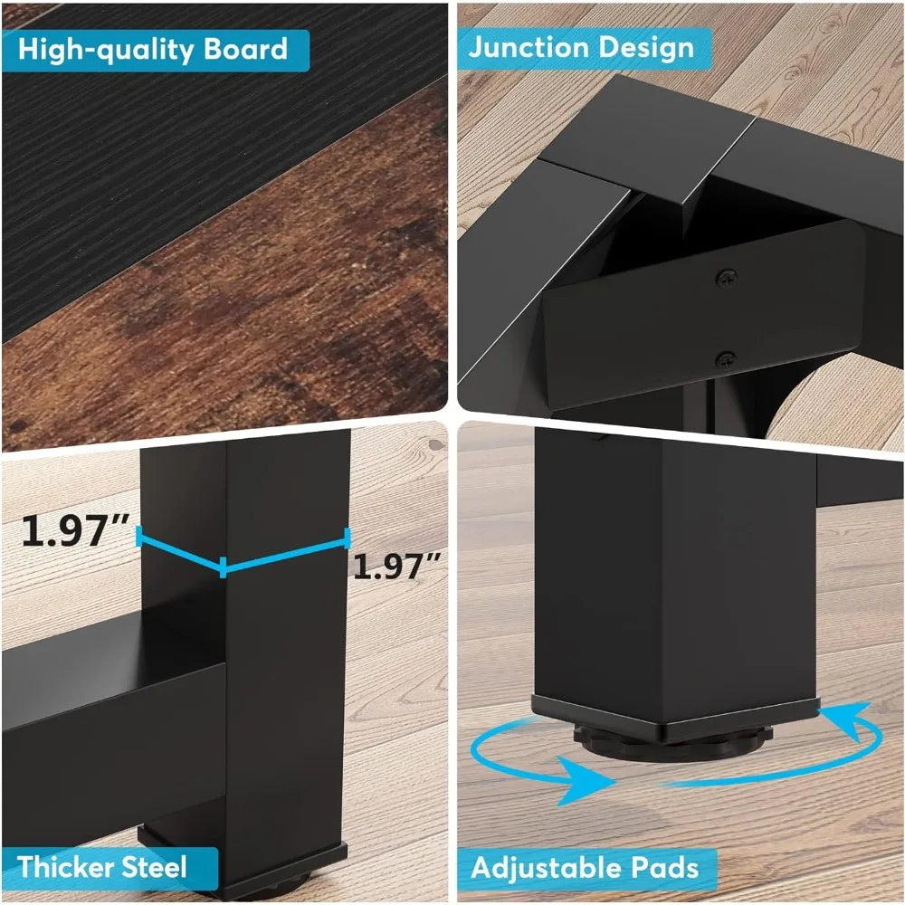 70.8”Executive Desk, Large Office Computer Desk with Thicken Frame, Modern Simple Workstation Business Furniture for Home Offic
