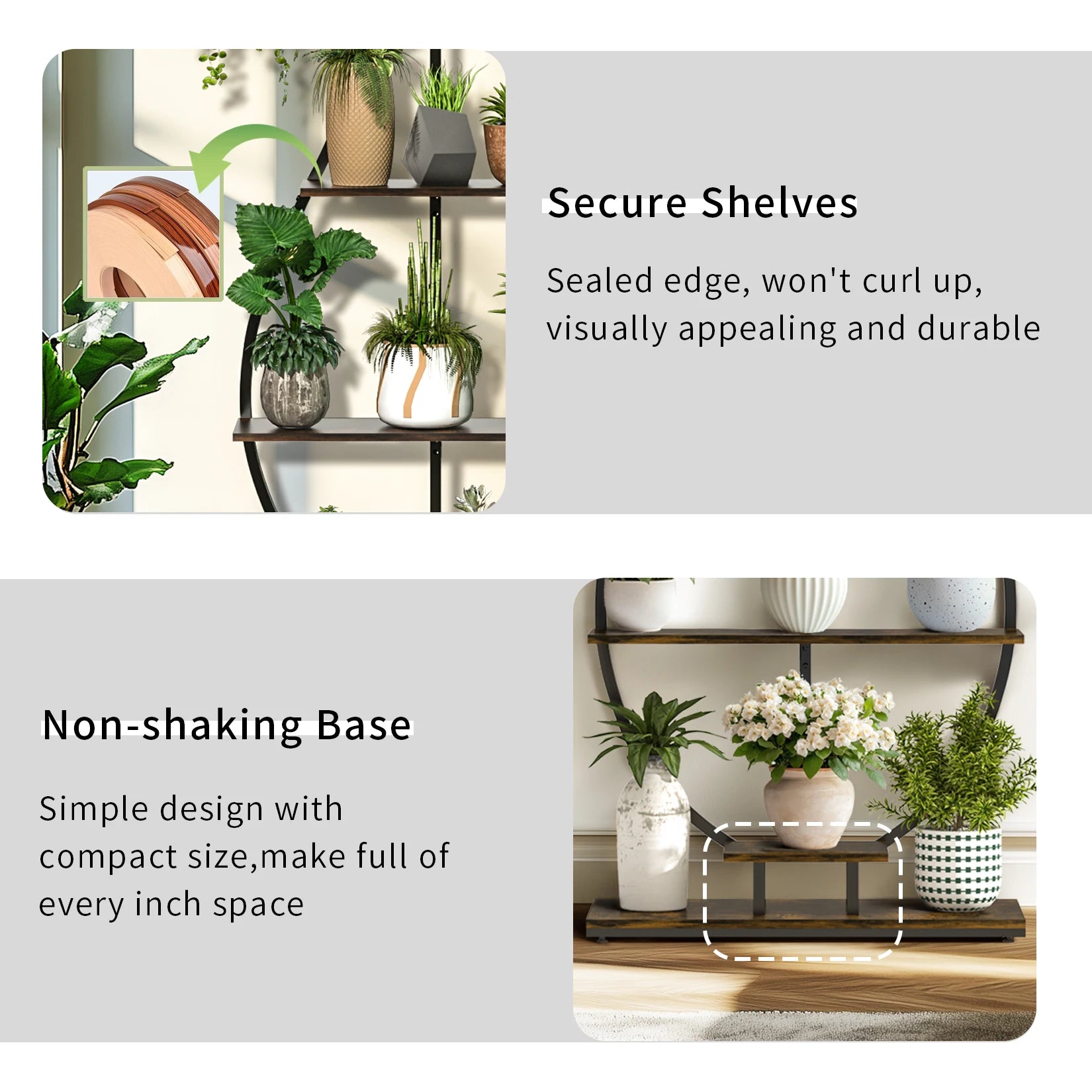 Vase Shape Tall Planter Display Rack Metal Garden Plant Stand with 5 Tiers and Hangers