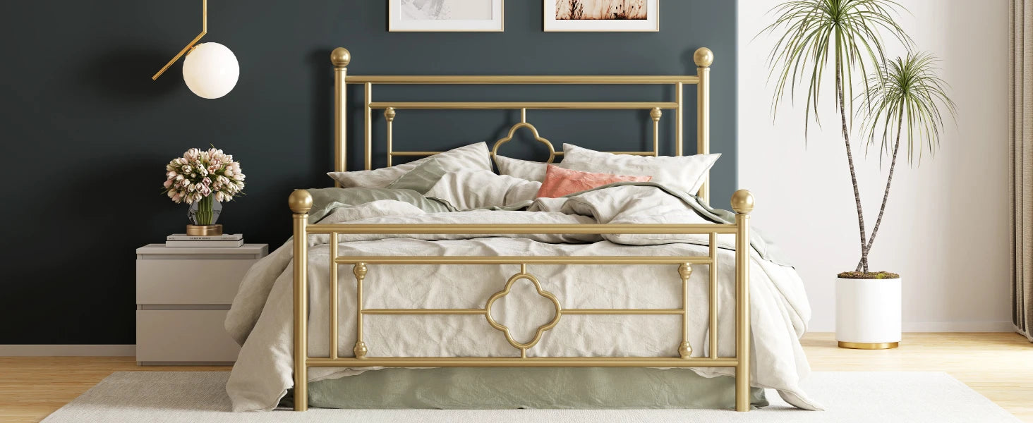 Vintage Victorian Style Metal Platform Bed Frame