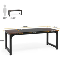70.8”Executive Desk, Large Office Computer Desk with Thicken Frame, Modern Simple Workstation Business Furniture for Home Offic