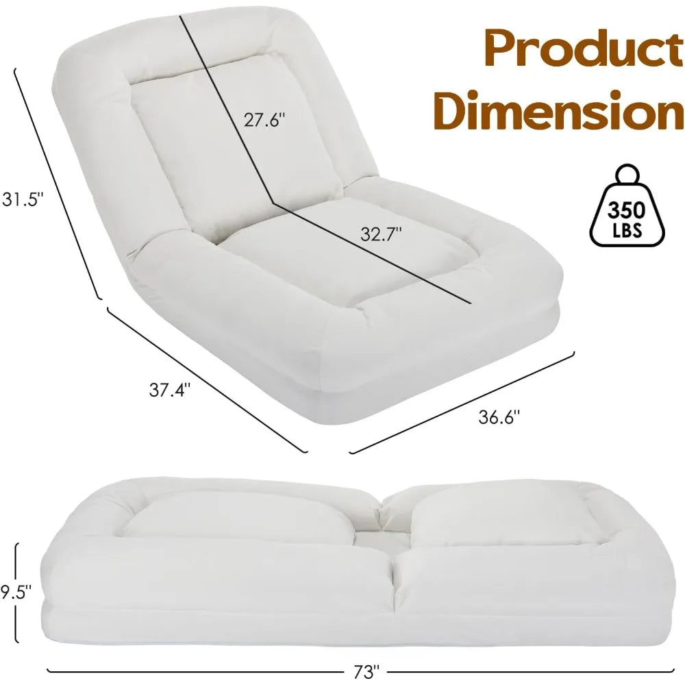 Bean Bag Chairs for Adults, High Density Sponge Bean Bag Sofa with Waist Support, Soft Lazy Floor Sofa for Living Room, Reading