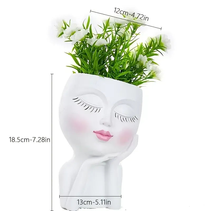 Shy Girl Face Planter - Creative Faux Human Resin Crafts