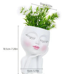 Shy Girl Face Planter - Creative Faux Human Resin Crafts