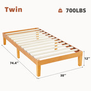 JHK Solid Pine Wood Bed Frame – Durable, Minimalist Wooden Platform Bed for Bedroom, Noise-Free, Eco-Friendly and Easy Assembly