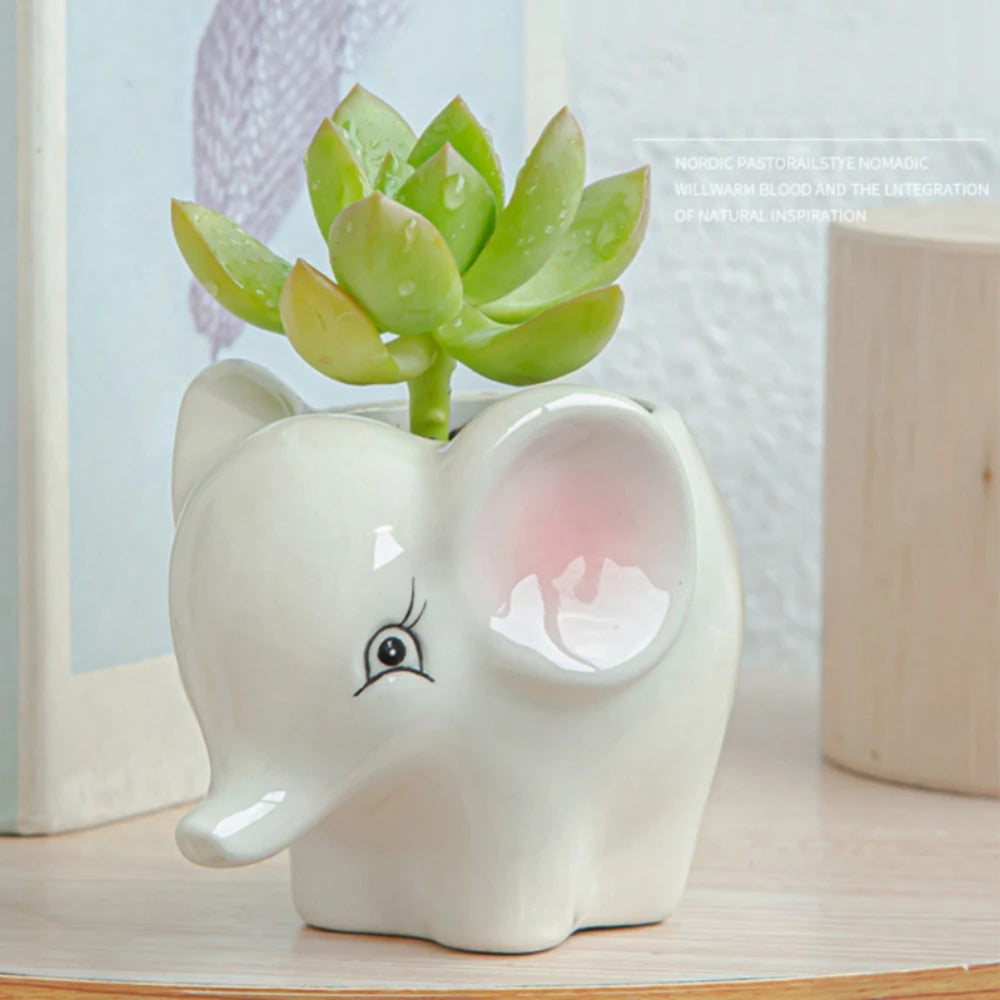 Creative Animal Ceramic Flowerpot - Sheep and Fox Design