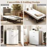 FurnishSpot™ Rolling Murphy Bed Cabinet with Mattress & Lockable Wheels