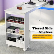 FurnishSpot Shaped Manicure Table with Dust Collector | Rotating & Convertible Nail Tech Desk with Storage
