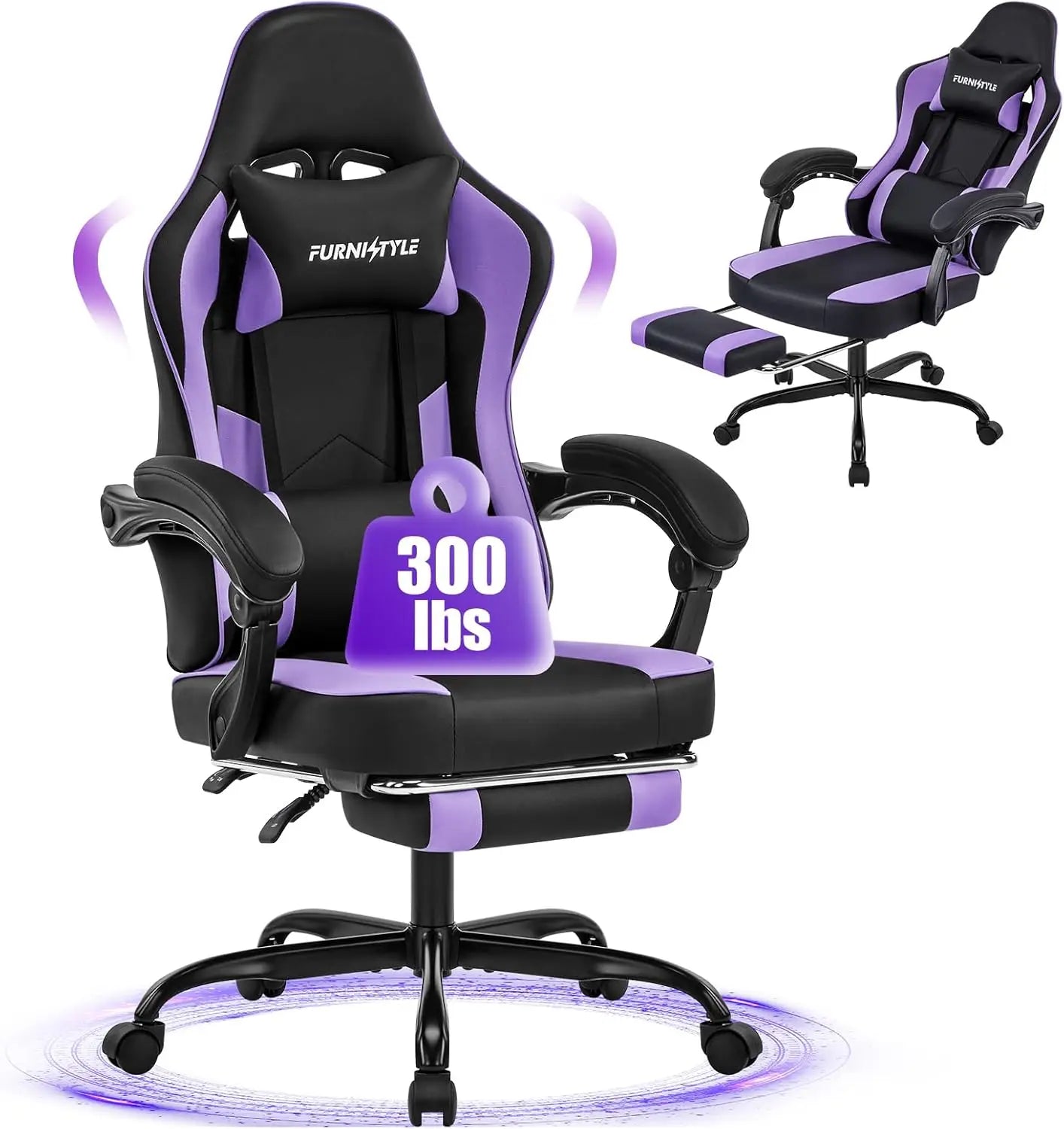 Ergonomic Gaming Chair with Footrest, Armrest, and Lumbar Support
