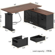 armhouse L Shaped Standing Desk, 55 inch Height Adjustable Desk with Storage Ders, Standing Computer Desks with Power Outlets or