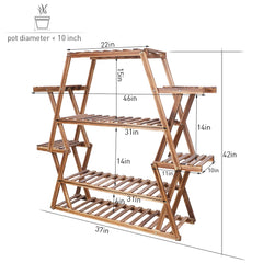 Extra Large Multi Tier Wood Flower Rack Plant Stand Bonsai Shelf Indoor Outdoor