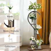 5-Tier S-Shaped Metal Plant Stand with MDF Shelves – Decorative Indoor & Outdoor Plant Display for Balcony, Living Room, Garden, Patio, or Porch
