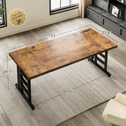 FurnishSpot® Modern L-Shaped Computer Desk with Built-In Power Outlet & Storage