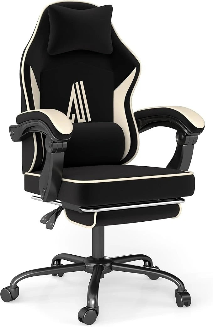 Gaming Chair with Footrest and Lumbar Support