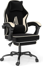 Gaming Chair with Footrest and Lumbar Support