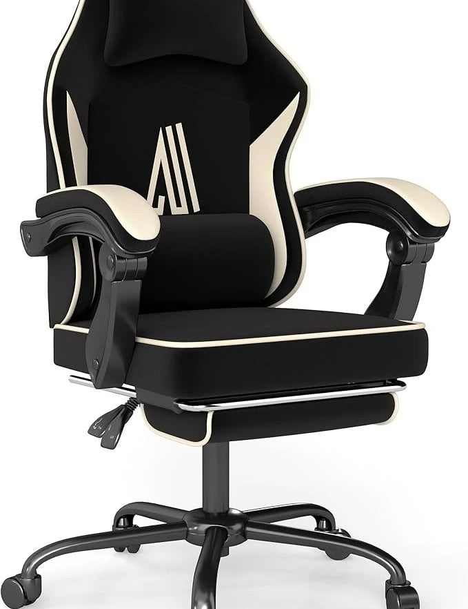 Gaming Chair with Footrest and Lumbar Support