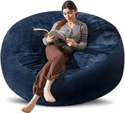 Bean Bag Chair 5Ft, Memory Foam Filled, Large Beanbag Chairs for Adults and Teens, Soft Sofa with Removable Flannel Cover, Round