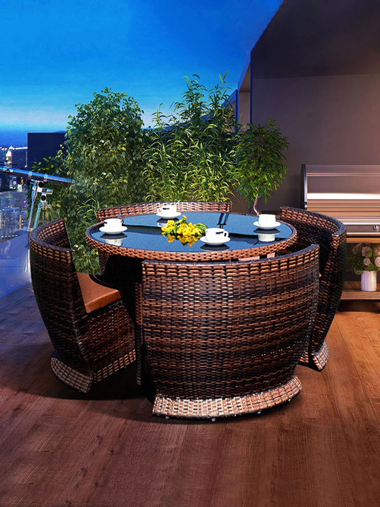 Restaurant Outdoor Wicker Dining Chair Table Set Garden Patio Set Outdoor Furniture Rattan