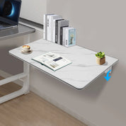 FurnishSpot FlexWall 80 Wall-Mounted Folding Desk – Space-Saving Fold-Down Table for Small Apartments (White/Black)
