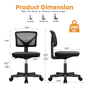 Lumbar Support Low Back Adjustable Height 360° Rolling Swivel Office Chair