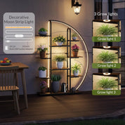 9-Tier Moon-Shaped Plant Stand with Full-Spectrum LED Grow Lights – Indoor Metal Flower Shelf for Bonsai, Succulents, Potted Plants, Living Room, Balcony, Office