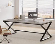 Large Black Desk, 70.8” Long Computer Desk for Home Office, Modern Wide Executive Work Desk for Writing Study, Simple Wood Meta