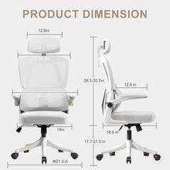 Ergonomic Office Chair Computer Desk Chairs with Flip-up Armrests and Lumbar Support, High Back Mesh Gaming Chairs Rolling Work