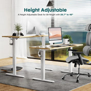 Standing Desk, Adjustable Height Electric Sit Stand Up Down Computer Table, 55x24 Inch Ergonomic Rising Modern Lift Motorized Ga