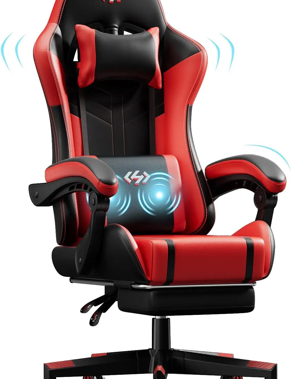 Ergonomic PU Leather Gaming Chair with 360° Swivel & Lumbar Massage
