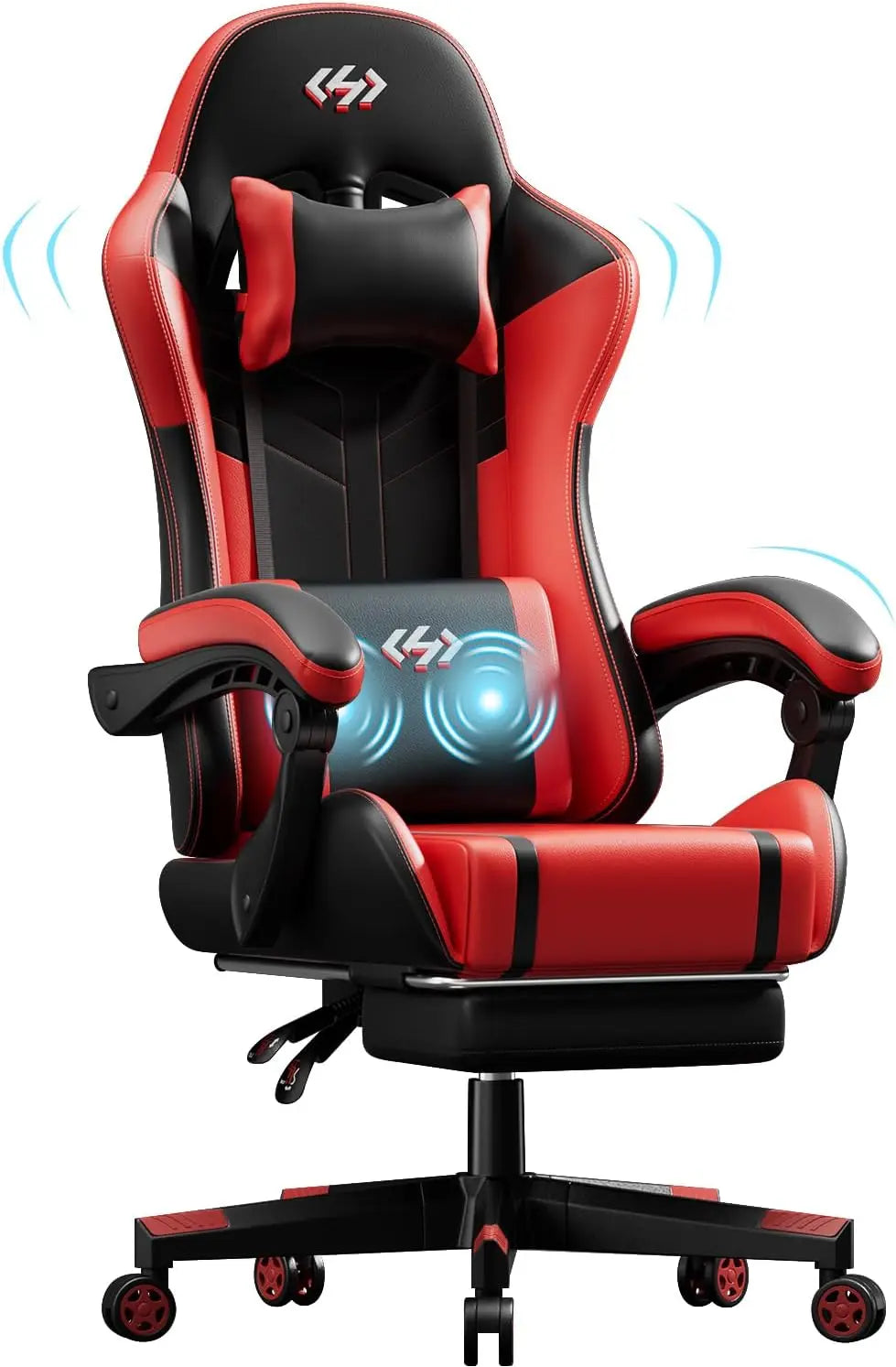 Ergonomic PU Leather Gaming Chair with 360° Swivel & Lumbar Massage