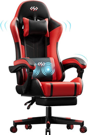 Ergonomic PU Leather Gaming Chair with 360° Swivel & Lumbar Massage