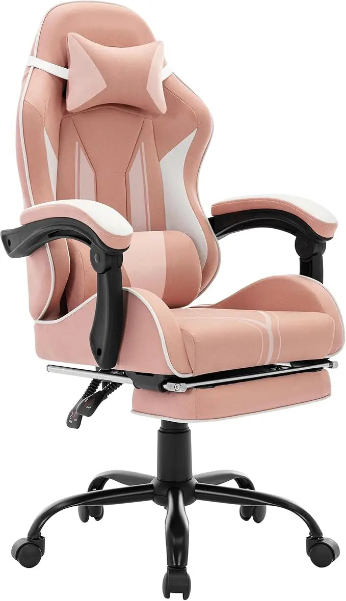 Gaming Chair with Footrest and Lumbar Support