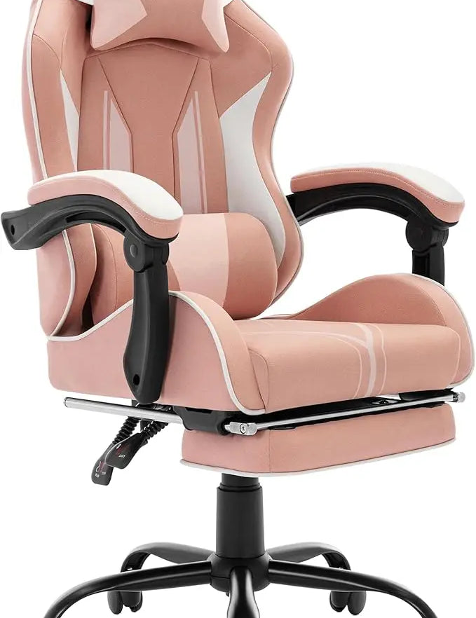 Gaming Chair with Footrest and Lumbar Support