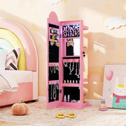 Rainbow Standing Jewelry Armoire with LED Lights, Full-Length Mirror & Makeup Mirror