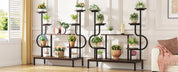 8-Tier Metal Plant Shelf for Multiple Plants, Round & Square Boards