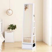 63.7" Lockable Rotating Jewelry Armoire with Full Length Mirror | Standing Storage Cabinet
